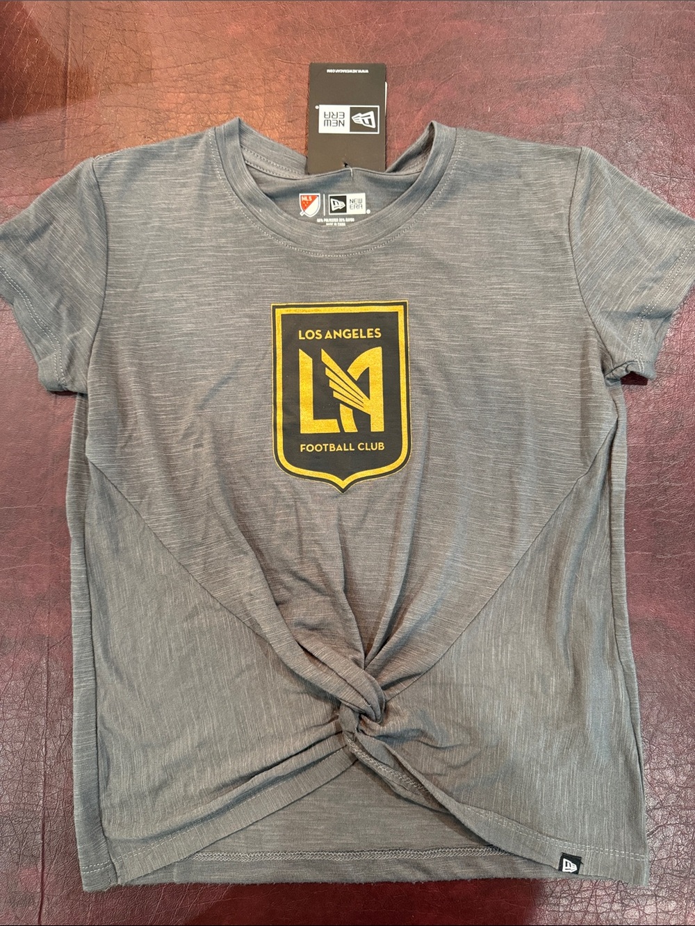 Girls New Era Gray Los Angeles Football Club Tee with Gold Crest